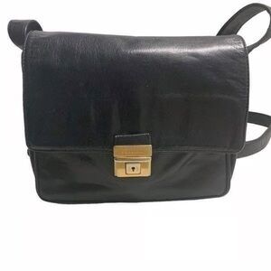 Vintage perlina Black Leather crossbody Bag